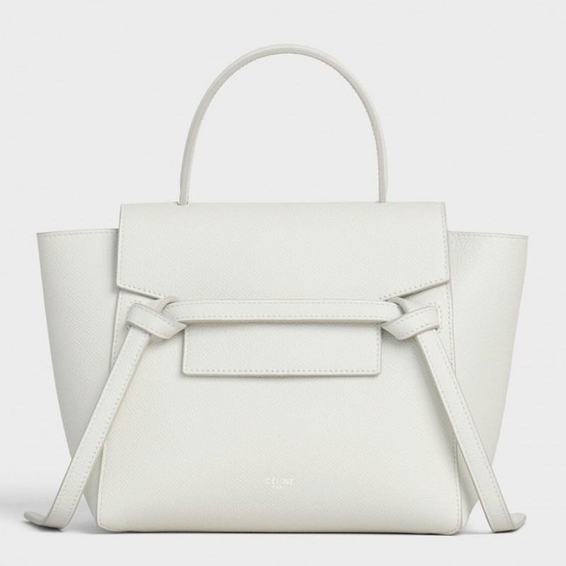 Celine Belt Nano Bag In White Grained Calfskin 567