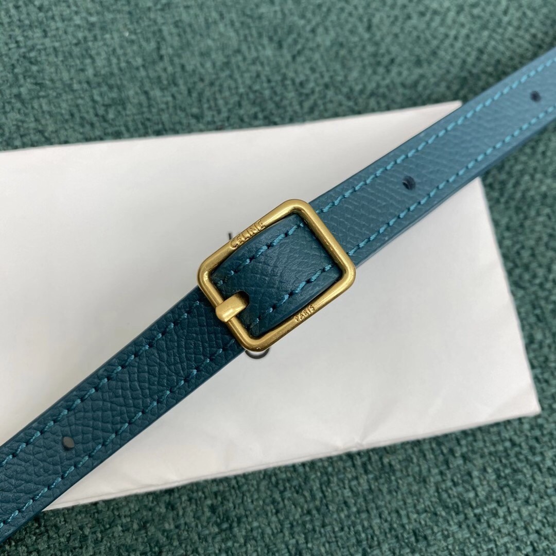 Celine Belt Nano Bag In Prussian Blue Grained Calfskin 356