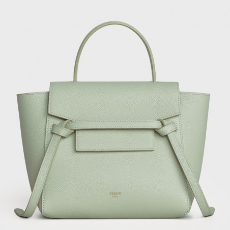 Celine Belt Nano Bag In Vert D'eau Grained Calfskin 889