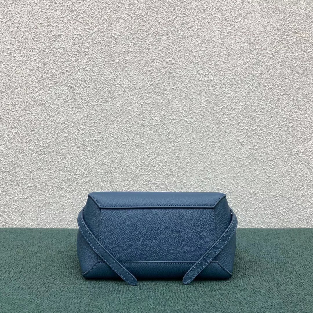 Celine Belt Nano Bag In Slate Blue Grained Calfskin 669