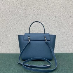 Celine Belt Nano Bag In Slate Blue Grained Calfskin 669