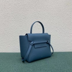 Celine Belt Nano Bag In Slate Blue Grained Calfskin 669