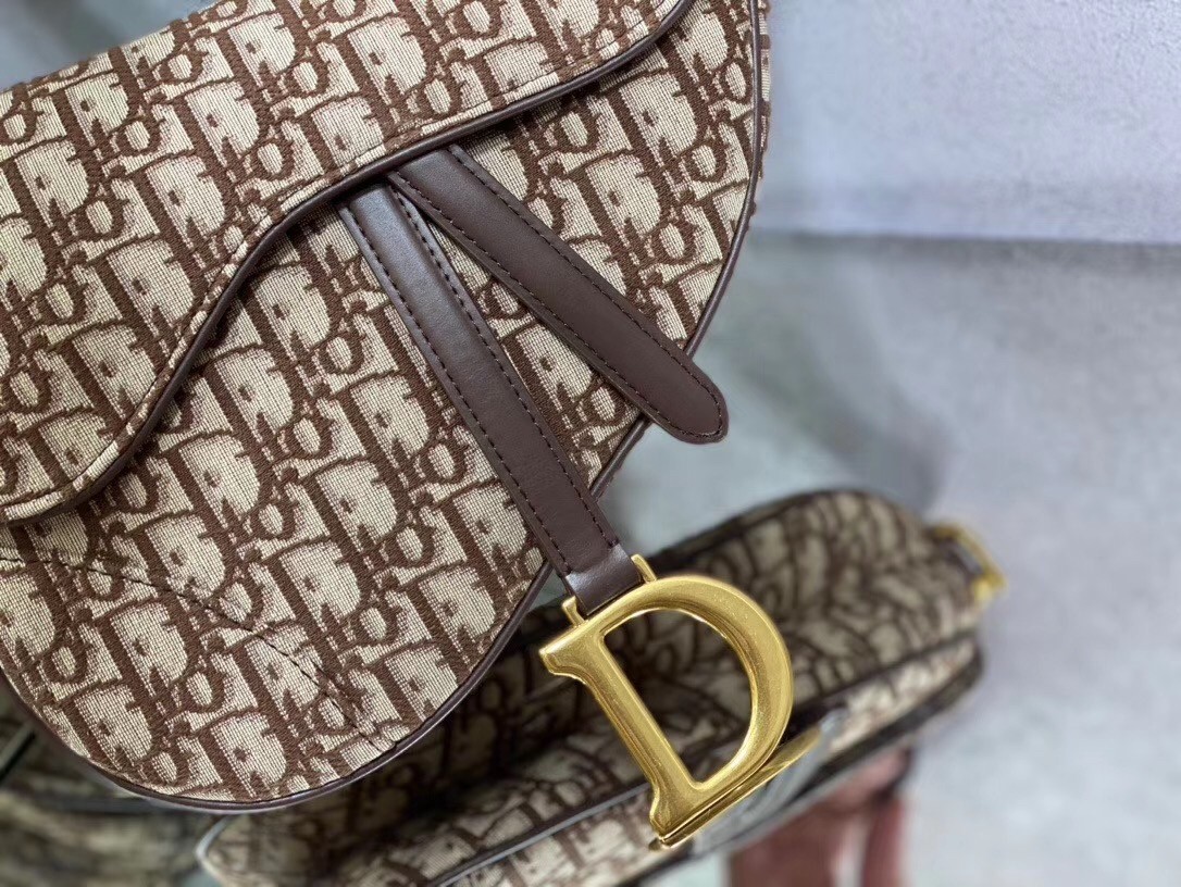 Dior Saddle Bag In Brown Dior Oblique Jacquard 142