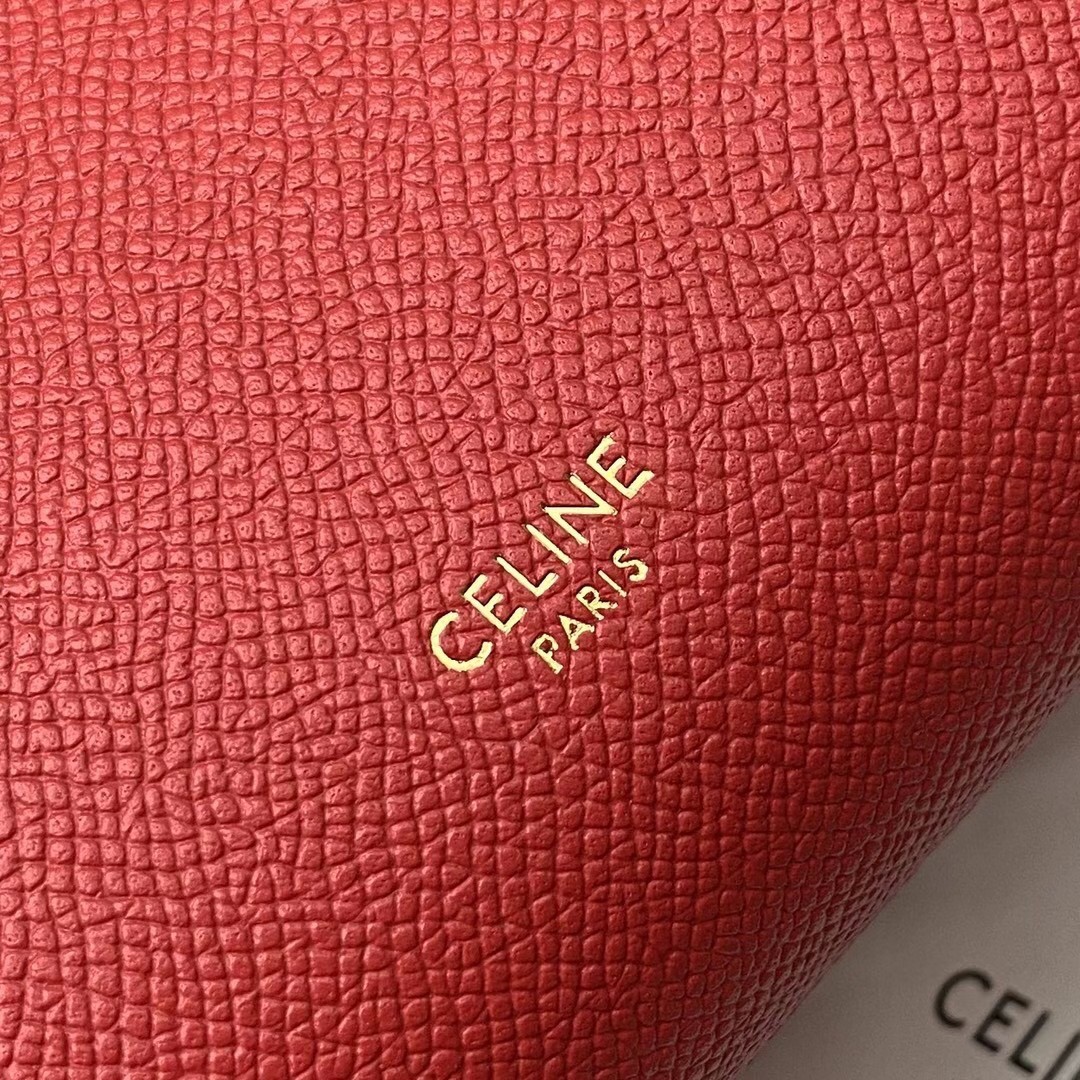 Celine Belt Nano Bag In Red Grained Calfskin 546