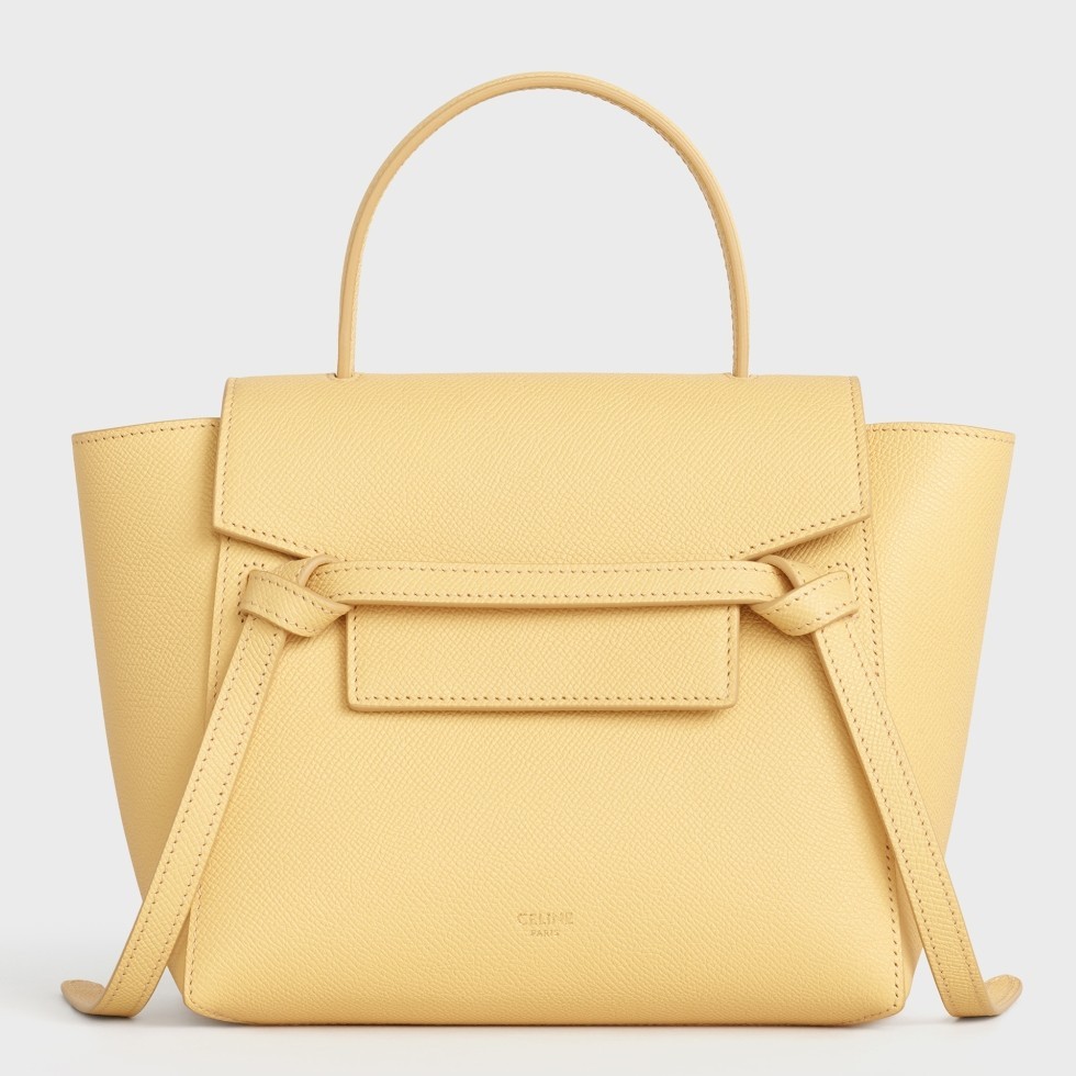 Celine Belt Nano Bag In Yellow Grained Calfskin 976