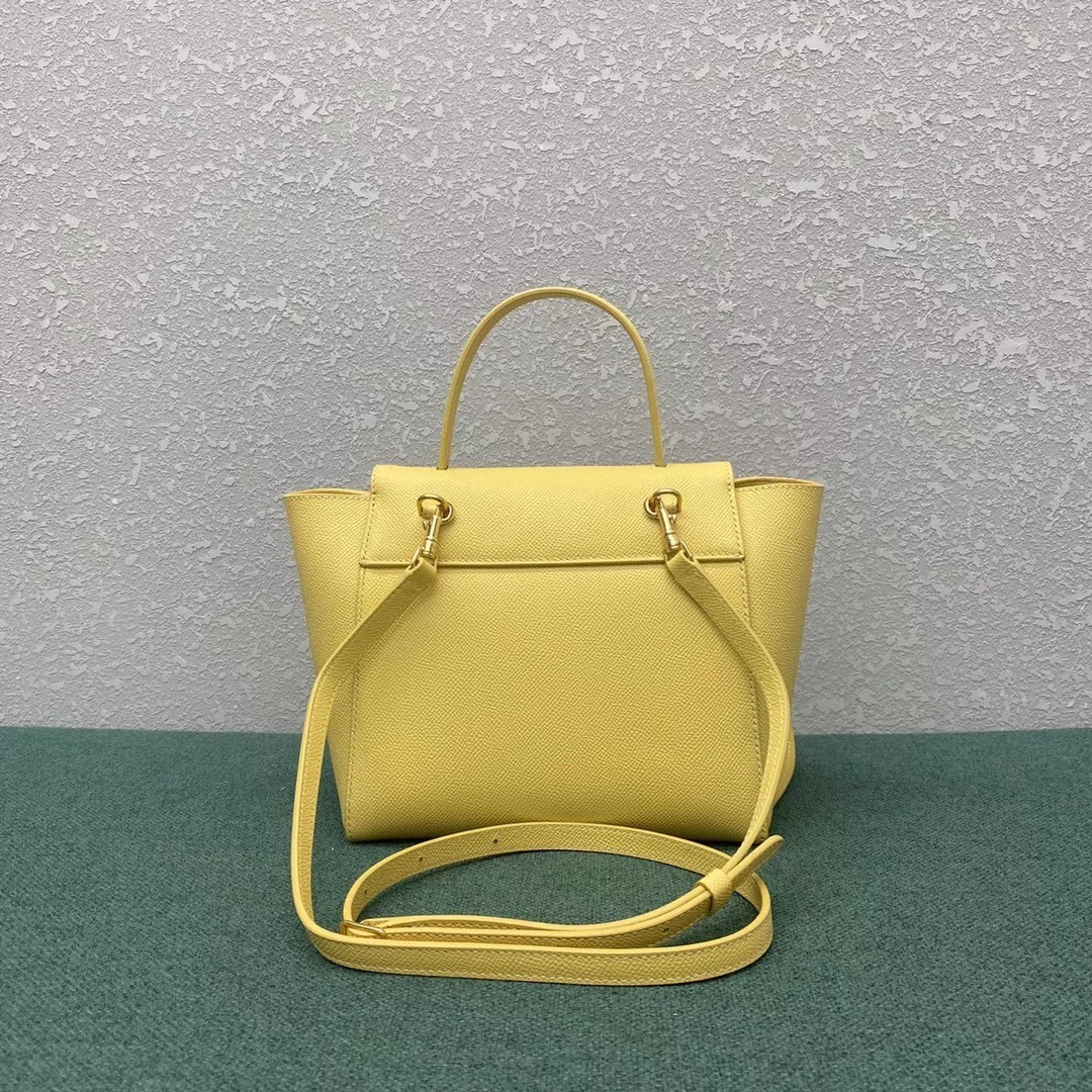 Celine Belt Nano Bag In Yellow Grained Calfskin 976