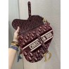 Dior Saddle Bag In Burgundy Dior Oblique Embroidered Velvet 172