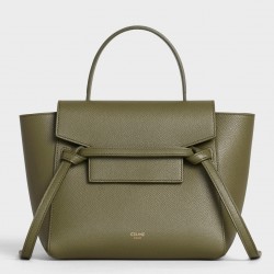 Celine Belt Nano Bag In Army Green Grained Calfskin 007