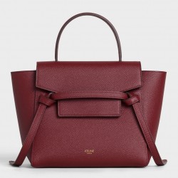 Celine Belt Nano Bag In Bordeaux Grained Calfskin 722