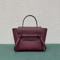 Celine Belt Nano Bag In Bordeaux Grained Calfskin 722