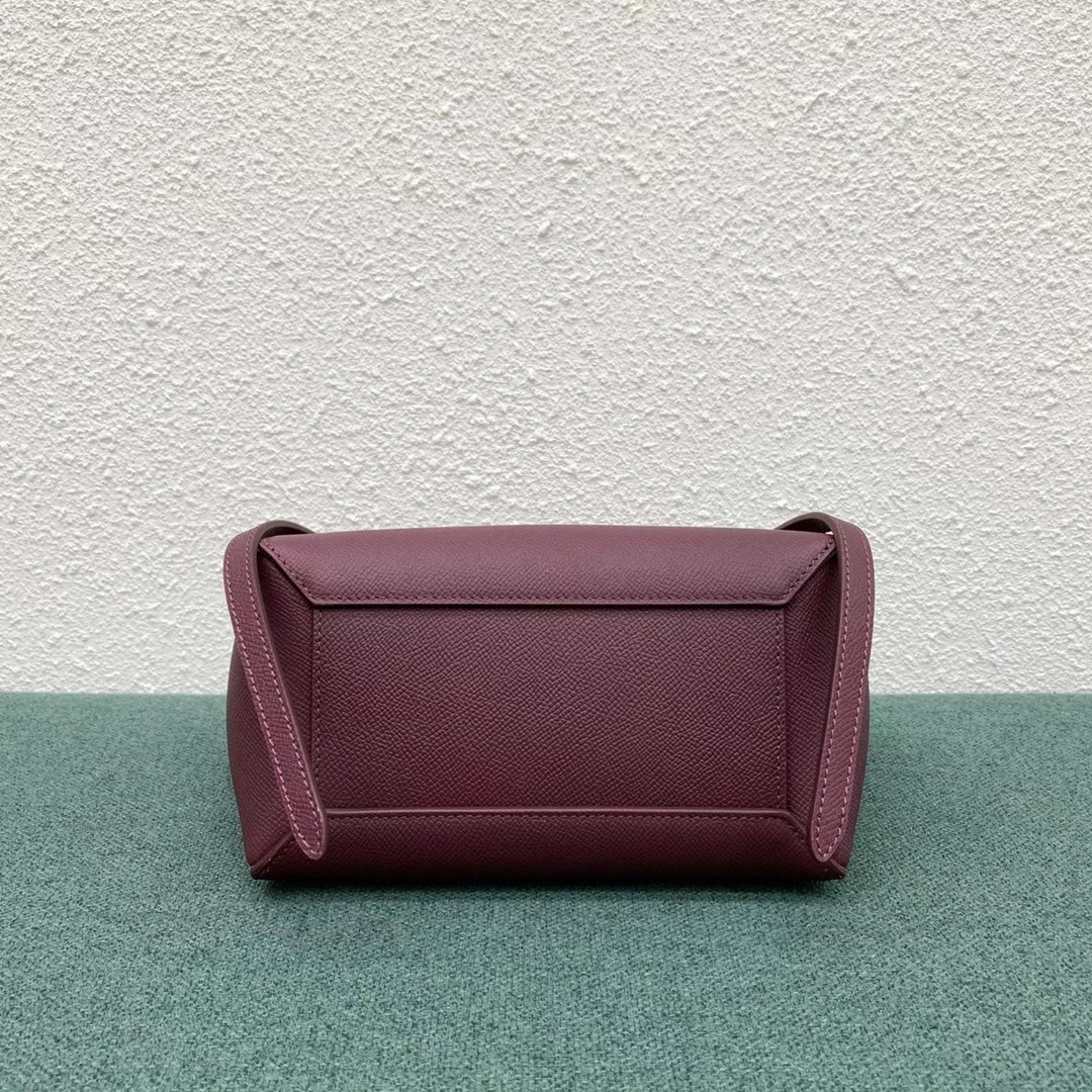 Celine Belt Nano Bag In Bordeaux Grained Calfskin 722