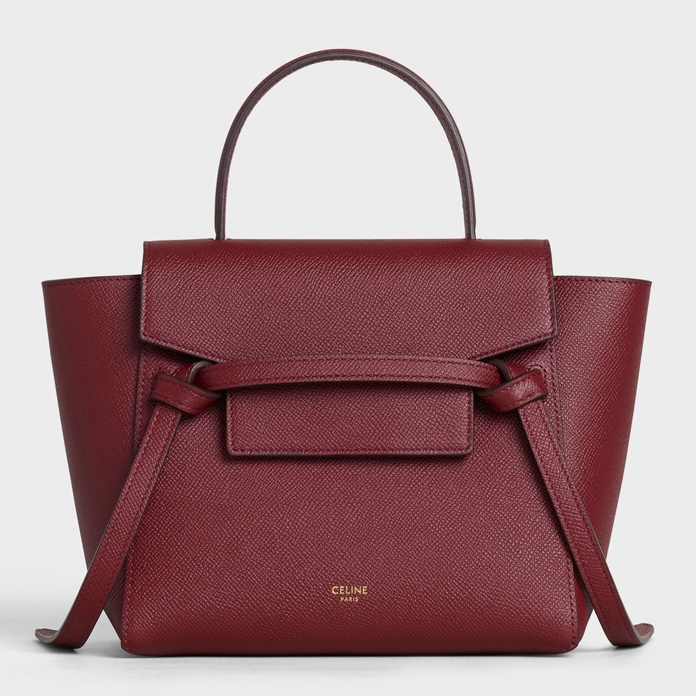 Celine Belt Nano Bag In Bordeaux Grained Calfskin 722