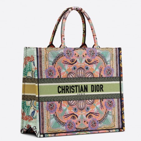 Dior Book Tote Bag In Multicolor Lights Embroidery 209