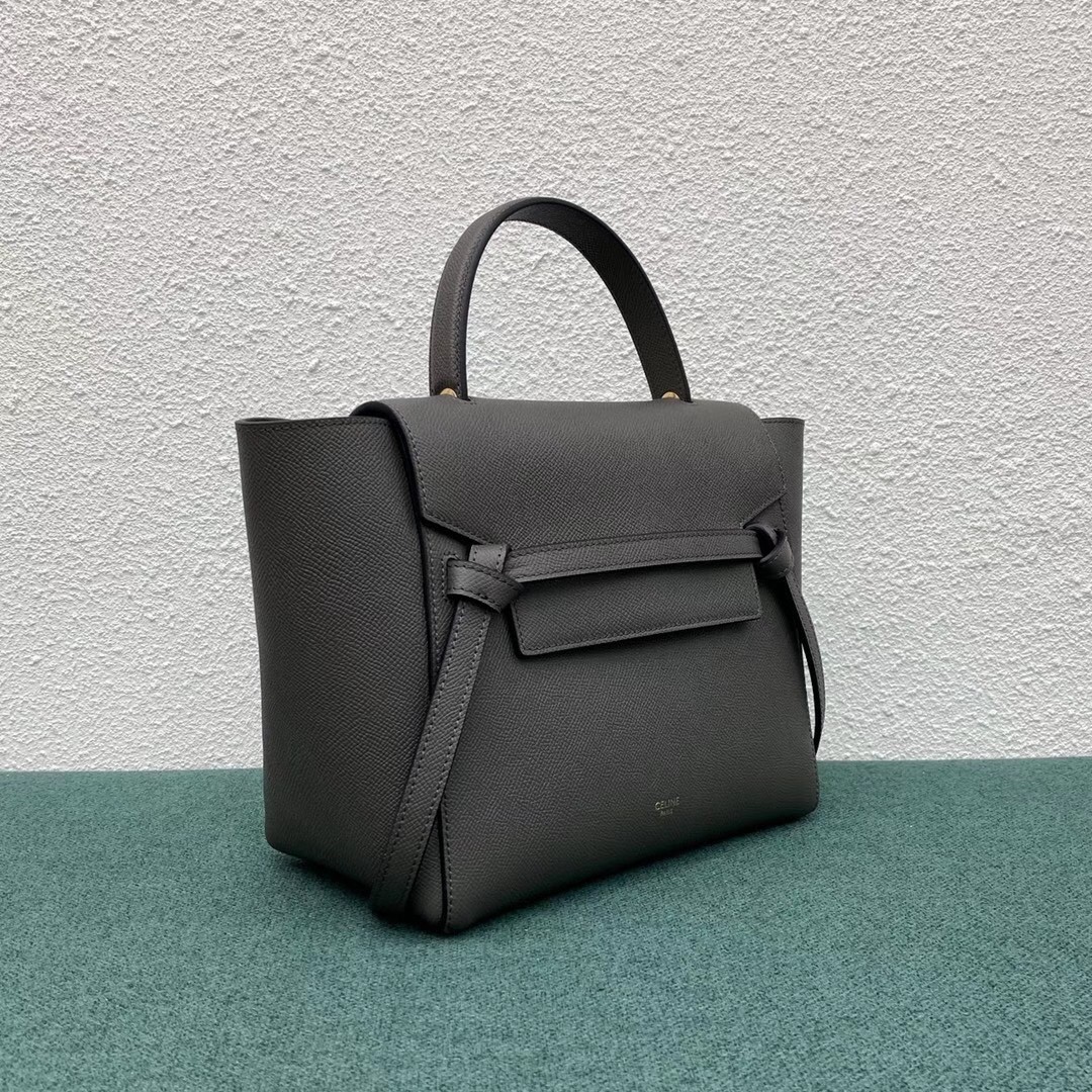 Celine Micro Belt Bag In Grey Grained Calfskin 662