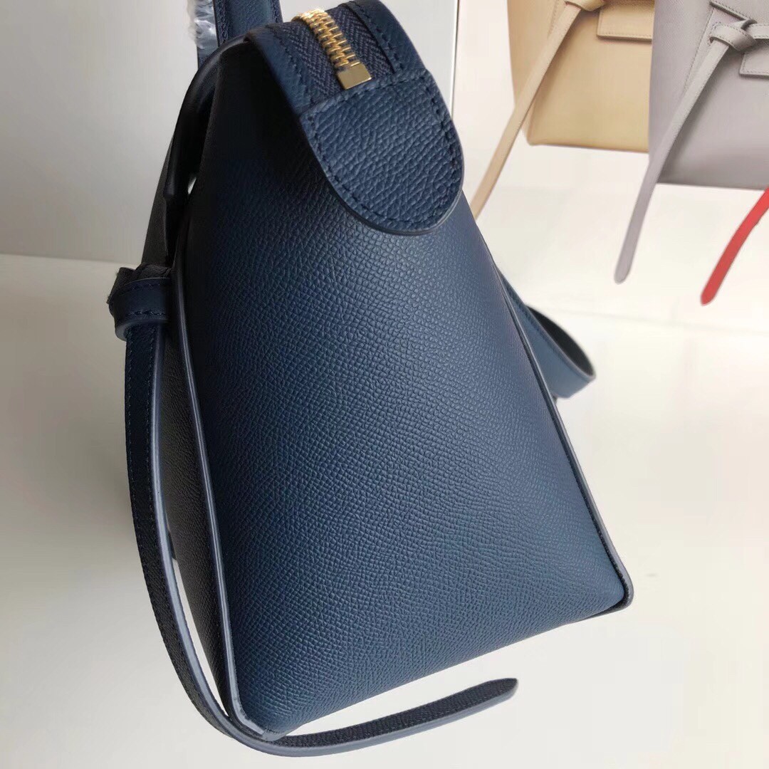 Celine Micro Belt Bag In Navy Blue Grained Calfskin 426