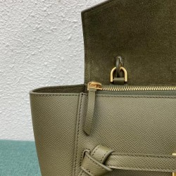 Celine Micro Belt Bag In Dark Olive Grained Calfskin 758