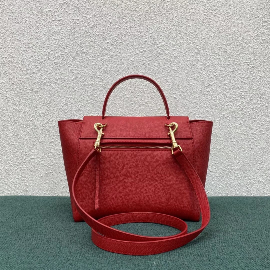 Celine Micro Belt Bag In Red Grained Calfskin 680