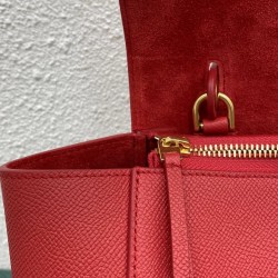 Celine Micro Belt Bag In Red Grained Calfskin 680