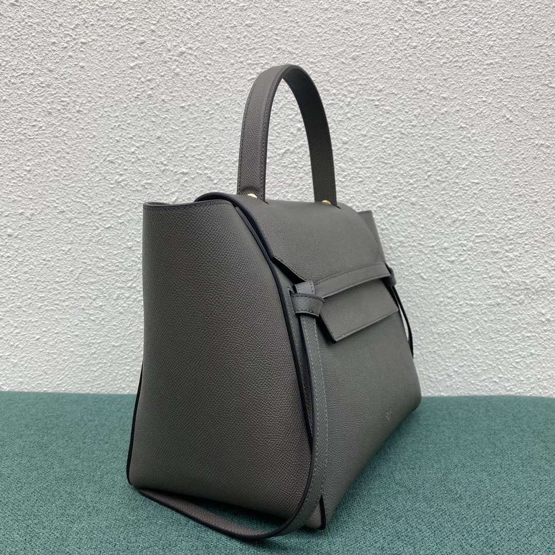 Celine Belt Mini Bag In Grey Grained Calfskin 801