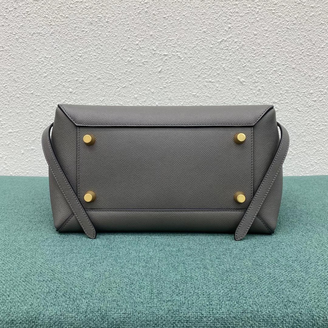 Celine Belt Mini Bag In Grey Grained Calfskin 801