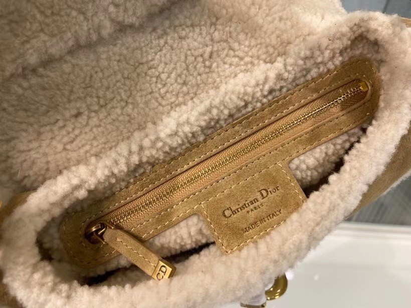 Dior Saddle Bag In Camel Shearling 660