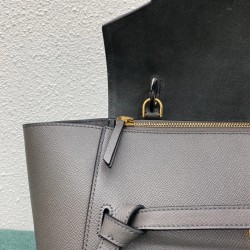 Celine Belt Mini Bag In Grey Grained Calfskin 801