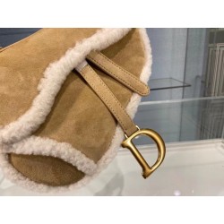 Dior Saddle Bag In Camel Shearling 660