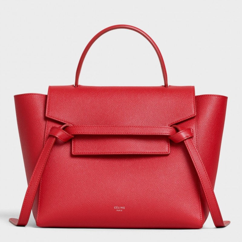 Celine Belt Mini Bag In Red Grained Calfskin 866