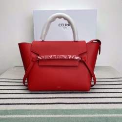 Celine Belt Mini Bag In Red Grained Calfskin 866