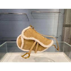 Dior Saddle Bag In Camel Shearling 660