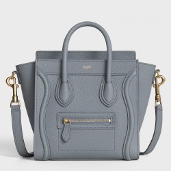 Celine Nano Luggage Tote Bag In Kohl Drummed Calfskin 965