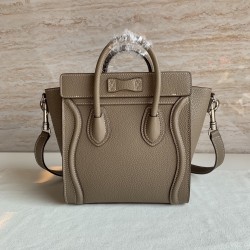 Celine Nano Luggage Tote Bag In Souris Drummed Calfskin 845