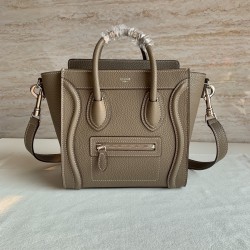 Celine Nano Luggage Tote Bag In Souris Drummed Calfskin 845