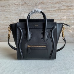 Celine Nano Luggage Tote Bag In Black Smooth Calfskin 922