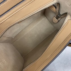 Celine Nano Luggage Tote Bag In Dune Drummed Calfskin 380