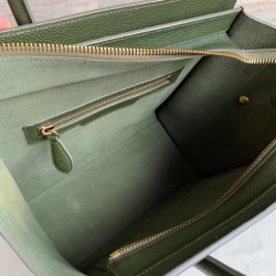 Celine Micro Luggage Tote Bag In Khaki Green Drummed Calfskin 408