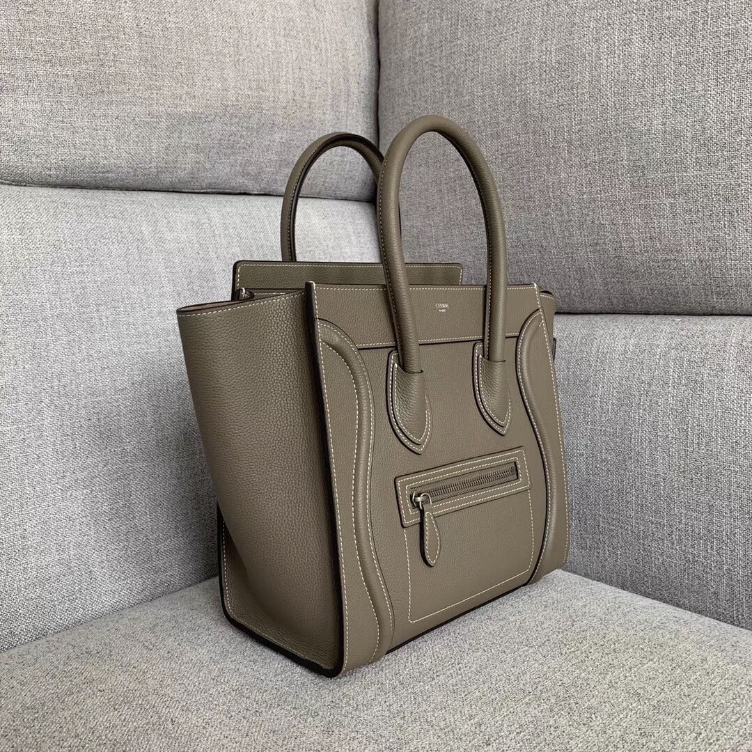 Celine Micro Luggage Tote Bag In Souris Drummed Calfskin 700