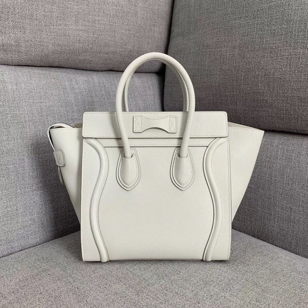 Celine Micro Luggage Tote Bag In White Drummed Calfskin 760