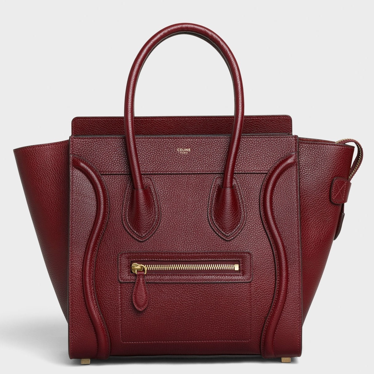 Celine Micro Luggage Tote Bag In Dark Red Drummed Calfskin 312