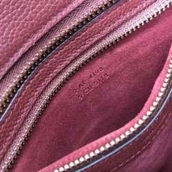 Celine Micro Luggage Tote Bag In Dark Red Drummed Calfskin 312