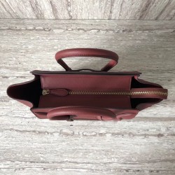 Celine Micro Luggage Tote Bag In Dark Red Drummed Calfskin 312