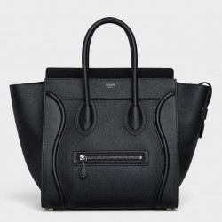 Celine Mini Luggage Tote Bag In Black Drummed Calfskin 024