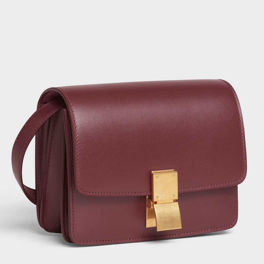 Celine Classic Box Small Bag In Bordeaux Box Calfskin 406