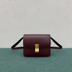 Celine Classic Box Teen Bag In Burgundy Box Calfskin 695