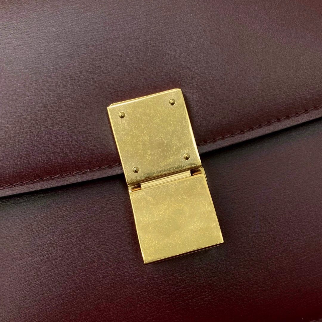 Celine Classic Box Teen Bag In Burgundy Box Calfskin 695