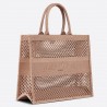 Dior Book Tote Bag In Beige Mesh Embroidery 381