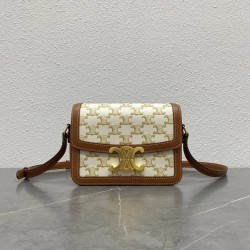 Celine Triomphe Teen Bag In White Triomphe Canvas 039