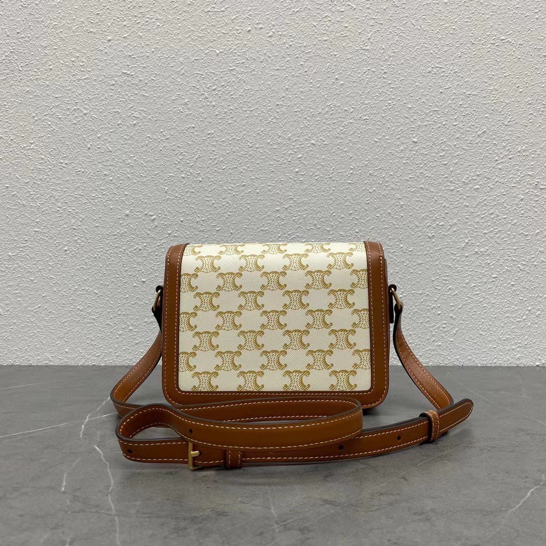 Celine Triomphe Teen Bag In White Triomphe Canvas 039