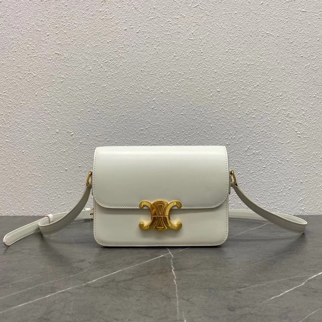 Celine Triomphe Teen Bag In White Leather 965