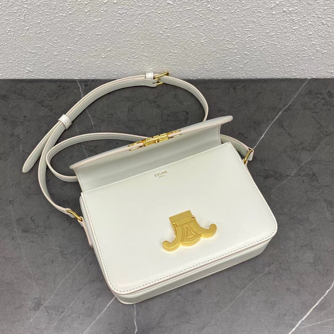 Celine Triomphe Teen Bag In White Leather 965